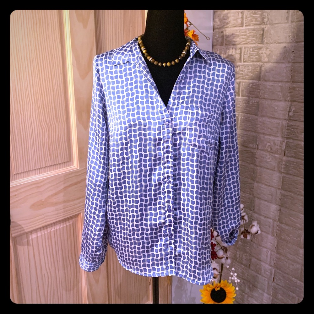 🔵 The Limited Blue White Checkered Blouse Size M